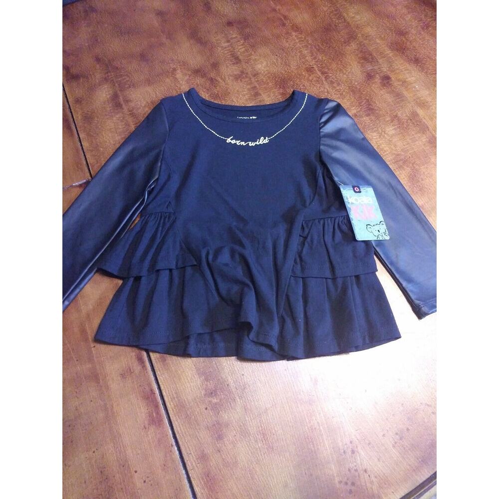 Koala Kids Rock Baby Girl Long Sleeve, black Blouse costume Size 5T
